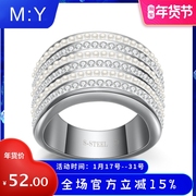 欧美高雅大方镶钻和米珠钛钢，戒指时钛钢镶珍珠戒指指环饰品