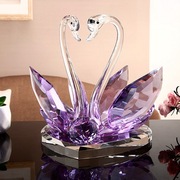 高贵紫色水晶天鹅结婚礼物纪念品粉色蓝色送女生生日礼物一件代发