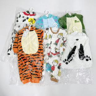 日单外贸婴幼儿连体衣卡通造型服冬季珊瑚绒可爱宝宝爬服 原包装