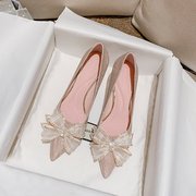 新娘结婚配主婚纱婚鞋低跟不累脚高级感法式香槟色鞋子水晶高跟鞋