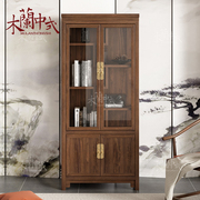 老榆木博古柜现代新中式展示玻璃柜实木书柜仿古简约茶室家具定制