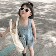 婴儿衣服夏季韩版小童洋气，时髦背心背带，短裤套装1-2岁3女宝宝夏装