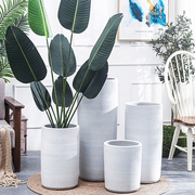 北欧创意白色陶瓷花盆摆件，圆形大号现代简约客厅室内落地绿植花坛