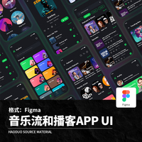 整套双配色酷炫音乐music播放和博客app程序ui界面展示figma素材