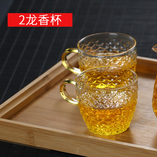 小茶杯耐热玻璃日式纯手工锤纹，功夫茶具品茗杯家用带把水杯小杯子