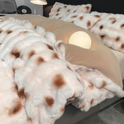 高端a类豹纹牛奶绒，床上四件套兔毛绒冬季加厚被套保暖珊瑚绒床单4