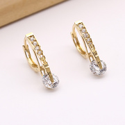 韩国流行纯14k黄金，au585女士立体单钻耳环耳扣时尚女耳饰品