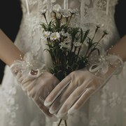 超仙立体花网纱蝴蝶结婚礼婚纱，短款手套造型写真，拍照影楼花嫁配饰