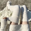 冬季加绒过膝袜保暖加厚长筒袜套女加长款堆堆袜子秋冬白色打底袜