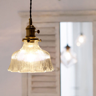 日式吊灯玻璃黄铜咖啡店灯具北欧简约现代餐厅，厨房床头灯个性民宿