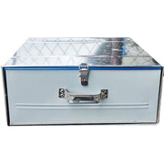 铁箱子长方形带锁铁盒子手提钱箱桌面收纳盒保险，储物收银箱抽屉盒
