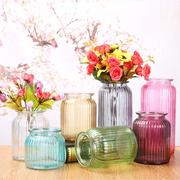 创意玻璃花瓶现代简约花瓶插花瓶水培花瓶家居竖纹装饰花瓶摆件定