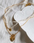 复古法式优雅珍珠项链爱心金链组合叠戴套装