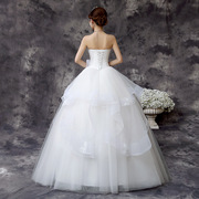 新娘礼服修身白色抹胸缎带韩式婚纱显瘦齐地绑带婚纱