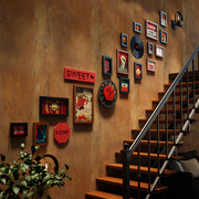 复古工业风相框组合餐馆火锅，酒吧休闲咖啡店，楼梯墙贴创意装饰挂画