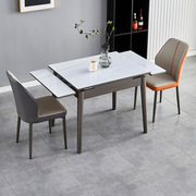 可伸缩折叠玉晶石餐桌椅组合小户型现代简约轻奢餐桌家用实木饭桌