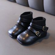 女宝宝鞋子秋冬季软底小皮鞋，1一2-3岁女童靴子，婴儿公主鞋加绒短靴