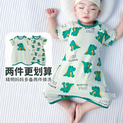 婴儿睡衣睡袍夏季薄款连体，纯棉新生儿衣服春夏儿童，防踢被男女宝宝
