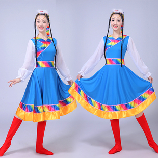 2022款女少数民族服装大摆裙，广场舞西藏水袖，舞台演出藏族舞蹈服饰