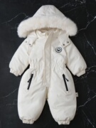 定制宝宝连体滑雪服 加绒加厚婴儿爬服连身衣2023冬季防风防水外