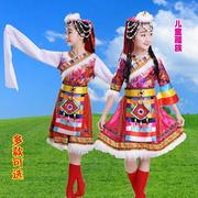 儿童藏族连衣裙民族风藏族，服装女舞蹈演出服，小女孩幼儿园藏式西藏