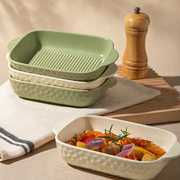 双耳烤盘长方形焗饭盘家用陶瓷微波炉烤箱专用器皿，芝士焗饭盘烤碗