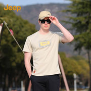jeep吉普短袖男士夏季户外运动，纯色圆领男装美式宽松潮流男生t恤