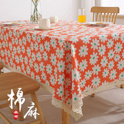 棉麻桌布ins风日系小清新书桌垫家用防尘盖巾格子茶几台布餐桌布