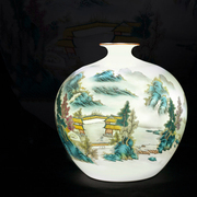 景德镇陶瓷花瓶摆件小号插花复古中式薄胎名家手绘客厅博古架装饰