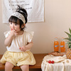 韩版婴儿套装夏装洋气女宝宝公主花边袖上衣灯笼裤薄款两件套夏季