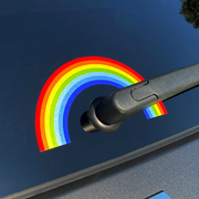 汽车贴纸后挡风玻璃雨刷器，可爱彩虹反光贴纸个性，装饰后窗雨刮器贴