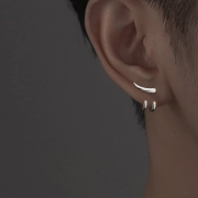 s925银耳钉耳环男单只潮男设计感小众潮流，个性欧美男款男士耳饰品