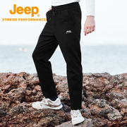 jeep吉普男士卫裤全松紧，户外加厚运动裤，透气直筒保暖针织裤休闲裤