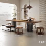 办公室实木泡茶桌茶几一体家用新中式，简约现代茶，桌椅组合家具定制