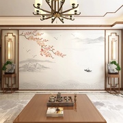 现代客厅电视背景墙简约中国风墙纸新中式壁纸风景花鸟墙布壁画
