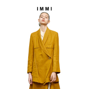 immi姜黄色(姜黄色，)棉麻宽松长，西装外套191jk029x