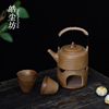 南瓜温茶器家用煮茶炉粗陶提梁，壶围炉煮茶简约蜡烛温茶小茶壶