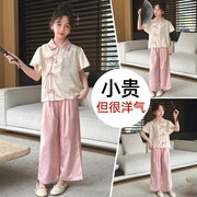 女童夏装短袖套装大儿童古风，新中式中国风古装，汉服唐装夏季潮8岁9