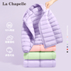 拉夏贝尔女童羽绒服轻薄款2024冬季外套，加厚紫色上衣儿童冬装
