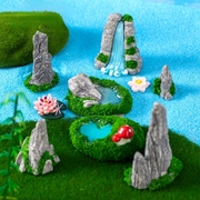 微景观创意仿真假山水瀑布，苔藓园艺造景装饰品，配件水池石头摆件