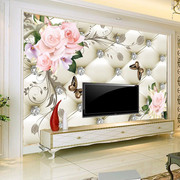 欧式软包电视背景墙纸壁纸中式家和客厅沙发罗马柱影视墙布8d壁画
