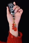 原创设计天然朱砂红砂生肖钥匙扣挂件手工编织三合转运珠手机挂坠