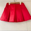 五系列半身a字伞裙，大红色褶皱半身短裙，a字裙品牌折扣女装
