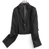 小个子黑色长袖西装外套女春秋设计感小众职业短款上衣M111