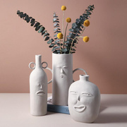 贝汉美侘寂风陶瓷花瓶摆件抽象人脸客厅电视柜玄关家居装饰花器