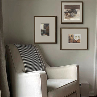 法式静物风景怀旧复古客厅三联画欧式组合装饰画，沙发背景艺术画