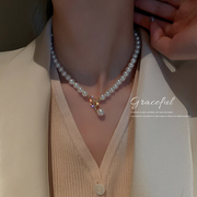 镶钻珍珠t形扣项链轻奢小众，设计感气质锁骨链，ins冷淡风时尚配饰女