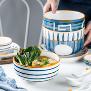 日式面碗大碗汤碗大号，家用陶瓷碗单个饭碗，米饭碗创意个性网红餐具