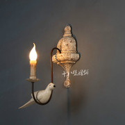 美式乡村小鸟壁灯田园风格灯饰，客厅餐厅卧室，北欧创意铁艺复古灯具