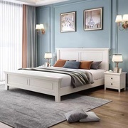 高档白色实木床，现代简约1.8米双人床美式1.5米单人床高箱储物卧室